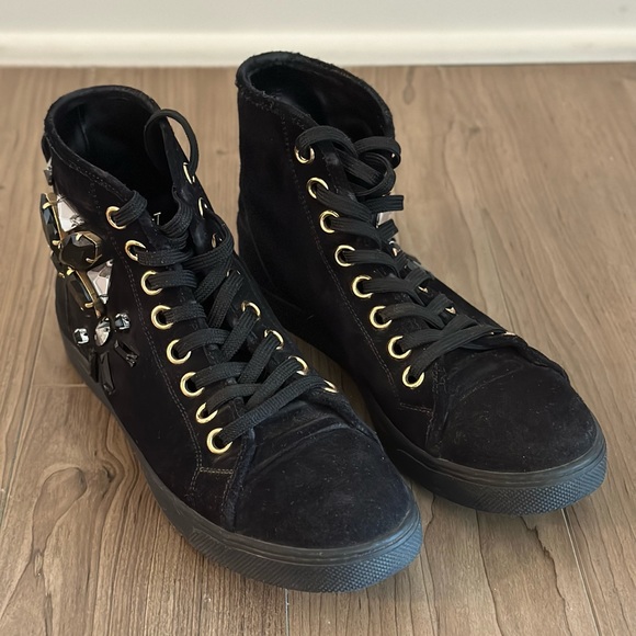 Louis Vuitton Black Suede Embellished Sneakers size US 6.5 - Picture 4 of 9